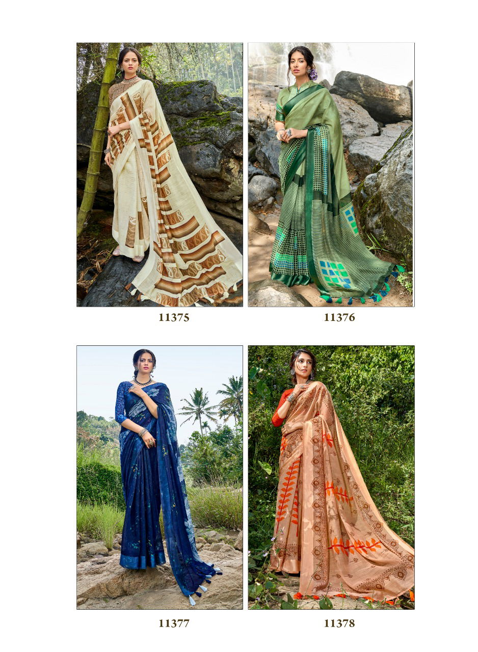 TRIVENI PANCHEE Latest Designer Fancy Festive Wear Heavy Cotton Linen Saree Collection
